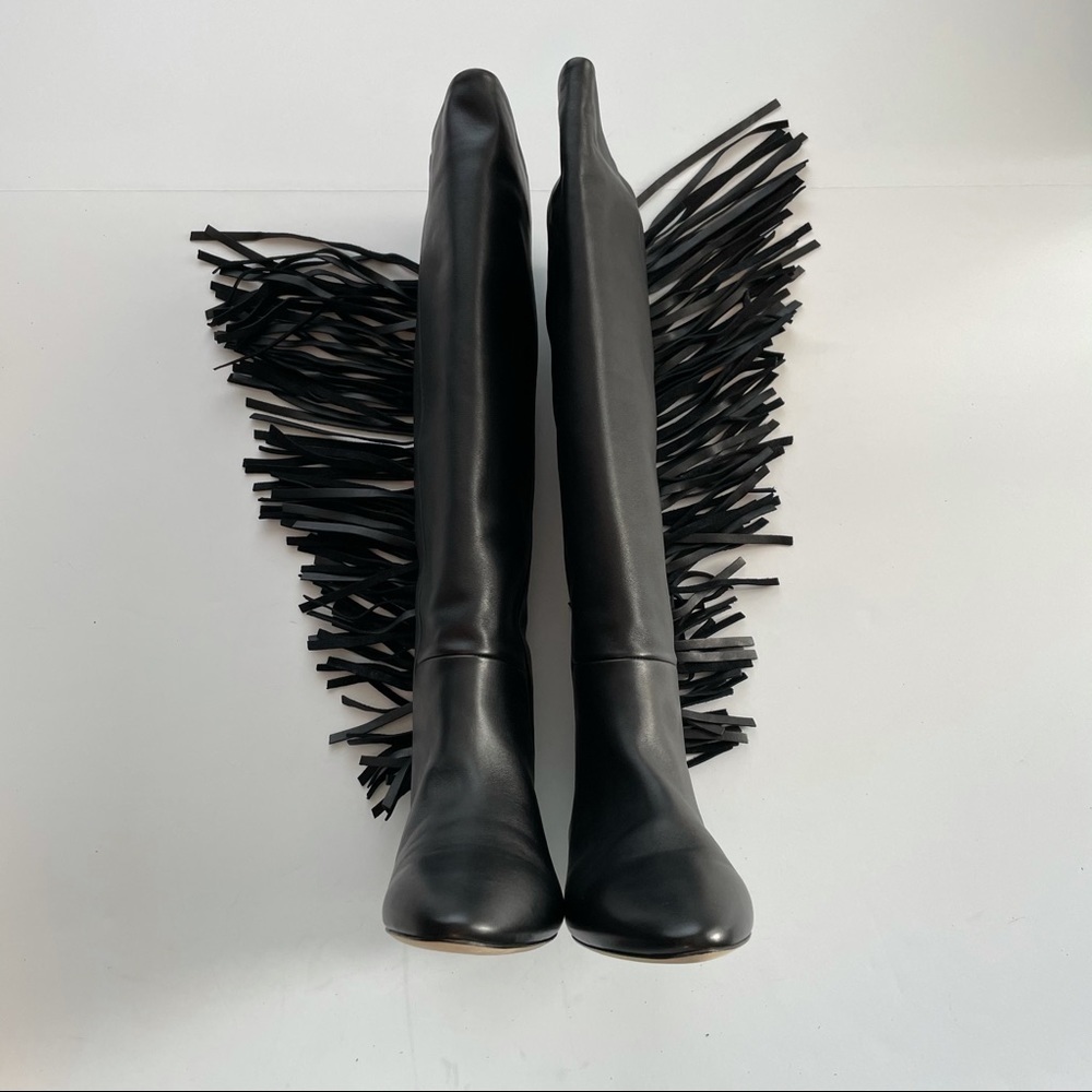 Saint Laurent Dana fringe stud knee high boots leather 8 - Picture 4 of 14